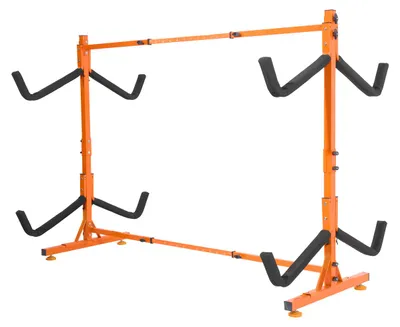 Zdjęcie produktu dla Uchwyt do kajaka, stojak na kajaki, wymiary 1260 x 1070 x 1375 mm, wolnostojący stojak na kajaki, przystosowany do 4 kajaków, zakres regulacji szerokości: 1230–1825 mm