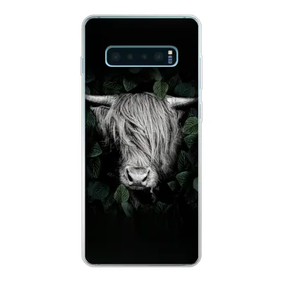 Produktbild von MuchoWow® Handyhülle Schutzhülle Hülle für Samsung Galaxy S10 Lite Schottischer Highlander - Blätter - Porträt Silikon Softcase Handy Hülle - Schutz