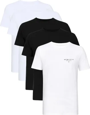Produktbild von Henleys - "Hencinq A" T-Shirt für Herren(5er-Pack) BG1607 (XL) (Weiß/Schwarz)