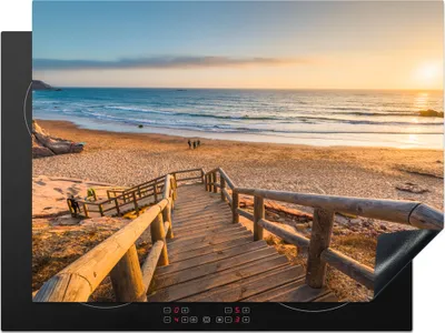 Produktbild von KitchenYeah© Herdabdeckplatte Strand - Treppe - Portugal , 70x52cm, Küche Deko, Glaskeramikkochfeld Herdabdeckung, Abdeckplatte fùr Kochfeld