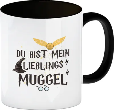 Produktbild von Lieblingsmuggel Kaffeebecher in schwarz für Zauberschüler und Hexen