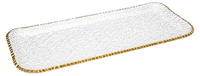 Produktbild von Rechteckiges Tablett aus Glas mit goldenem Rand, 27 x 13 x 2 cm