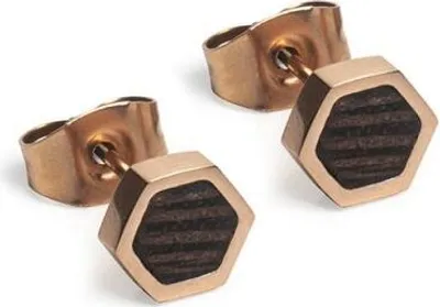 Produktbild von BeWooden Ohrringe mit Holzdetail Rosenohrringe Hexagon universal
