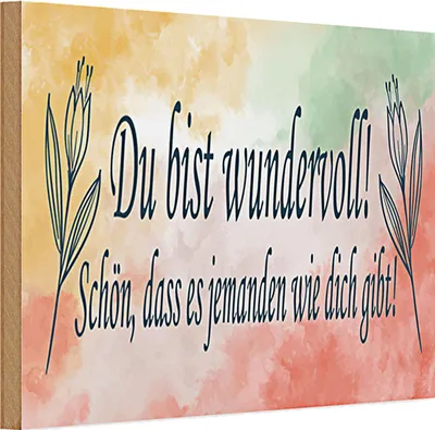 Produktbild von Holzschild Spruch 30x20cm du bist wundervoll schön das es