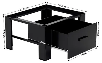 Produktbild von TolleTour Waschmaschinen-Untergestell mit Schublade Schwarz Waschmaschinen-Sockel aus Stahl bis 150kg