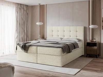 Produktbild von MIRJAN24 Boxspringbett Luanda Boucle, Doppelbett mit zwei Bettkästen und Matratze, Ehebett (Farbe: Lambi 08, Größe: 160x200 cm)