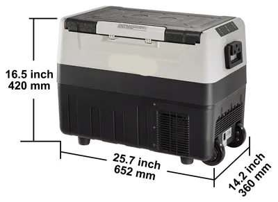 Immagine prodotto di Frigorifero portatile per auto - Modello a compressore, ideale per il campeggio - Trasportabile con ruote - 12V/24V - 35 litri - Nero