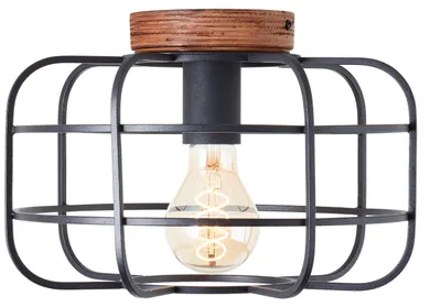 Immagine prodotto di Brilliant Lampe Gwen plafoniera 30cm legno antico/metallo corindone nero/tessuto/legno marrone 1x A60, E27, 40 W
