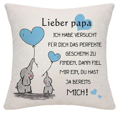 Produktbild von Kissenbezug Papa Geschenk Tochter Sohn Geburtstag Vatertag Leinen 45x45 cm
