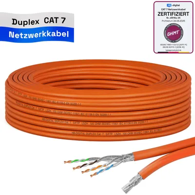 Produktbild von hb-digital Netzwerkkabel CAT 7 Duplex 10m max. 1000 MHz S/FTP LSZH AWG23 orange