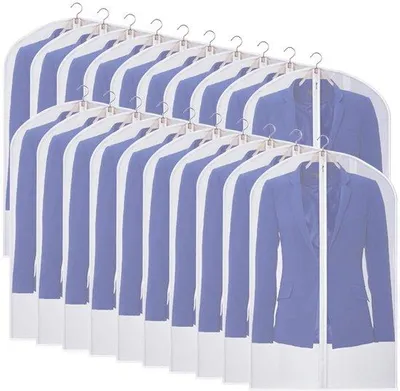 Image de Unyqoos® : Lot de 20 housses de rangement pour vêtements respirantes, transparentes en PEVA, de différentes tailles – Protection et organisation pour les voyages et le rangement