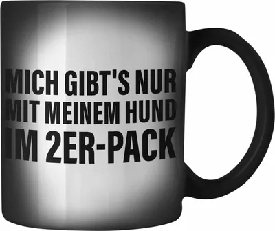Produktbild von Trendation - Lustige Farbwechsel Zauber-Tasse für Hundeliebhaber Karabiner Farbwechsel Zauber-Tasse Edelstahl mit Sprüchen für Frauen Kollegin Lustig (Schwarz)