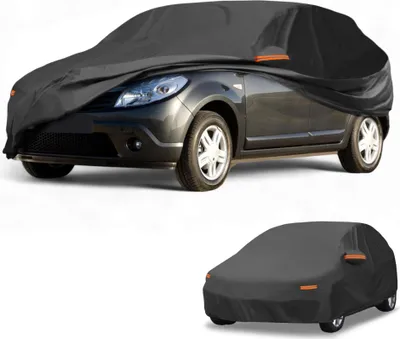 Image de Housse De Voiture šŠtanche Toutes Saisons Pour ExtšŠrieur Automobile Anti-Uv Soleil Pluie Protection Complššte ExtšŠrieure Pour Dacia Sandero Hatchback 190T-Pu Noir Fermeture šŠclair