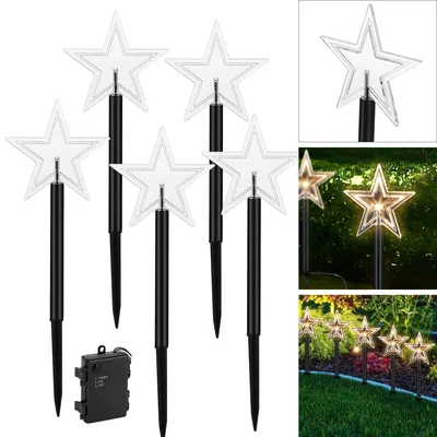 Produktbild von Jiubiaz LED Leuchtstäbe Sterne 5er Set Sterne Weihnachtsbeleuchtung Weihnachtsbaum Lichterketten
