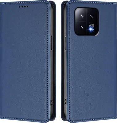 Image de Etui en cuir pour Xiaomi 13, étui magnétique en cuirPolyuréthaneavec support Bleu foncé