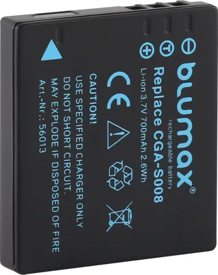 Produktbild von Blumax Akku | für Panasonic CGA-S008 Digitalkamera | Kapazität 700mAh  |Spannung 3,7Volt | Video- und  Kamerazubehör