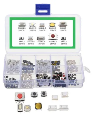 Taktile Druckschalter 250 Stück 10 Werte Sortiment Kit + Box