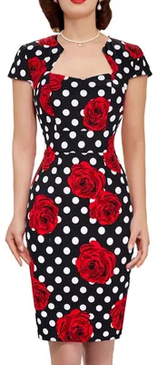 Produktbild von GRACE KARIN Damen 50er Jahre Vintage Bleistiftkleid Flügelärmel Wackelkleid CL75