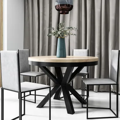 Produktbild von SEVILLA runder Klapptisch Eiche Lancelot/Schwarz 100 cm