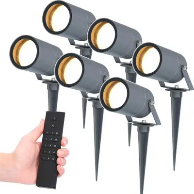 Produktbild von hoftronic LED Gartenstrahler Spikey 4W 345lm 2700K Anthrazit IP65 Set 6 Stück