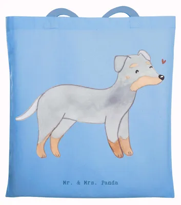 Produktbild von Mr. & Mrs. Panda Tote Bag Manchester Terrier Moment - Sky Blue - Geschenk, Büchertasche, Tasche, Shopping, Laptoptasche, Schultasche, dokumententasche