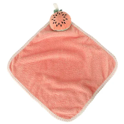 Produktbild von Handtuch für Kinder, geeignet für den Kindergarten, 30x30 cm, pink, mit Wassermelonenmuster