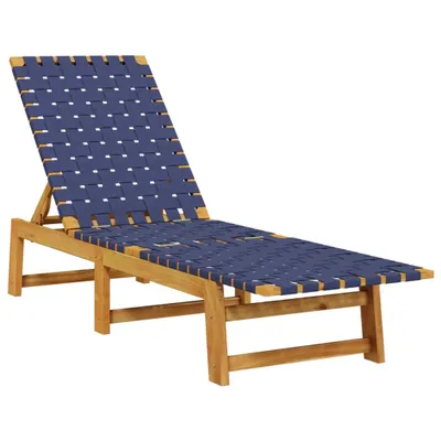 Produktbild von Sonnenliege mit Tisch Dunkelblau Massivholz Akazie und Stoff