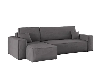 Produktbild von Kaiser Möbel Ecksofa mit schlaffunktion und bettkasten, Sofa L-form, Couch L-form BEST Poso Dicker Cord Dunkelgrau Links