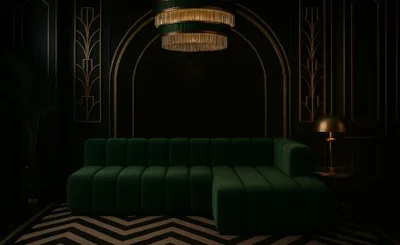 Image de Canapé d'angle GRAND L 295 cm, tissu Salvador, vert, droite