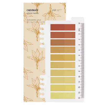 Produktbild von Ordinate-Tangerine Gold Sticky Notes, Transparent Haftnotizen zum Markieren, Haftstreifen, Seitenmarkieren, Ästhetischer Haftnotizzettel