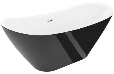 Obrázek produktu pro Mexen Lotos volně stojící vana 150 x 75 cm, bílá/černá, přepad kartáčovaný nikl - 52051507775-97