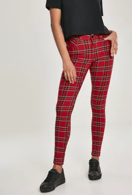 Zdjęcie produktu dla Urban Classics Ladies - TARTAN Skinny Hose rot - 4XL