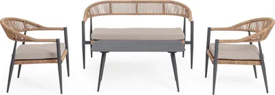 Produktbild von Gartenlounge mit Stühlen, Sofa und Tisch aus Aluminium Jandia - Anthrazit