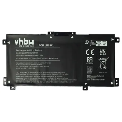 Produktbild von vhbw Akku Ersatz für HP LKO3XL, LK03XL, LK03055XL, LK03048XL, L09281-855, L09911-421, L09911-141 für Notebook (4400 mAh, 11,55 V, Li-Polymer)