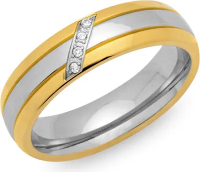 Produktbild von Unique Edelstahlring vergoldet 6mm mit Zirkonia R9176cz
