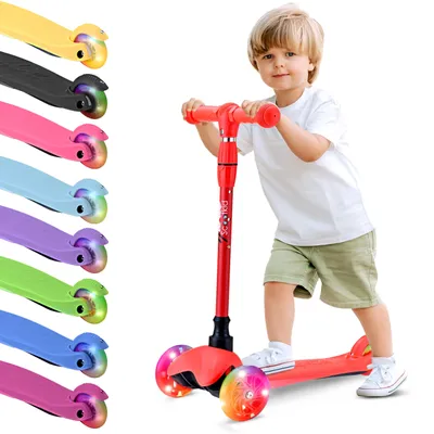 Produktbild von Hurtle Kinderroller 2-5 Jahre - Scooter mit LED-Rollen, Rot