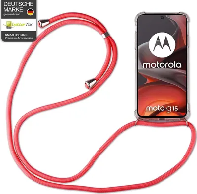Produktbild von Handykett für Motorola Moto G15 / Moto G15 Power Hülle mit Kordel Handyhülle mit Band in Rot