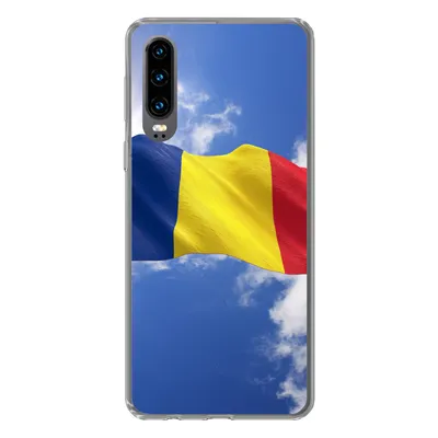 Produktbild von MuchoWow® Handyhülle Schutzhülle Hülle für Huawei P30 Rumäniens Flagge weht am Himmel Silikon Softcase Handy Hülle - Kartenbesitzer