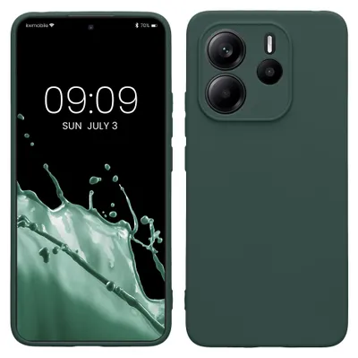 Produktbild von kwmobile Handyhülle für Xiaomi Redmi Note 14 4G (Nicht für 5G) Hülle - weiches Handy Silikon Case - Schutzhülle Cover - Moosgrün
