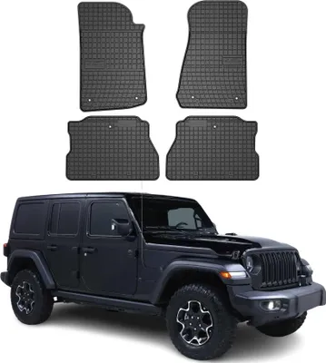 Image de Tapis de Sol pour Jeep Wrangler 2017-2025 Noir Caoutchouc