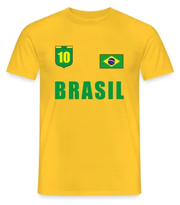 Produktbild von Spreadshirt Brasilien 10 Fußball Fanlook Trikot Männer T-Shirt, M, Gelb