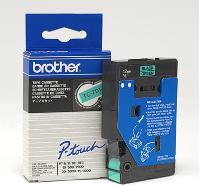 Produktbild von Brother TC-701, Schwarz auf grün, TC, Schwarz, Japan, 5 Jahr(e), Brother