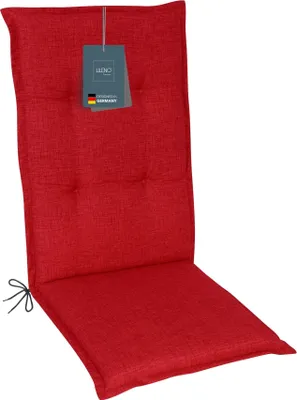 Produktbild von LILENO HOME Gartenstuhl Auflagen als [1er Set - Hochlehner] in Rot - bequeme Liegen als Sitzauflagen für Gartenmöbel - Stuhlkissen für Gartenstühle und Klappstühle