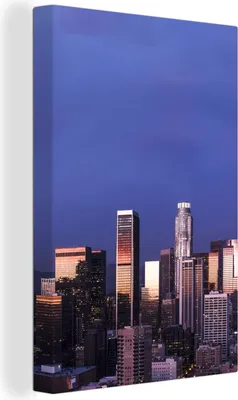 Produktbild von OneMillionCanvasses® - Leinwandbilder - 90x140 cm, Los Angeles - Blau - Skyline, Wandbilder Kunstdruck Wanddekoration - Wandschmucke - Schlafzimmer
