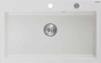 Produktbild von Mexen Elix Granitspüle 1-Becken 800 x 500 mm, weiß, Siphon Chrom - 6527801005-20