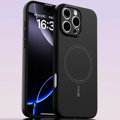 Obrázek produktu pro Magnetické pouzdro pro iPhone 16 Pro Max, kompatibilní s MagSafe, tekutý silikon, nárazuvzdorné a odolné proti poškrábání Černá