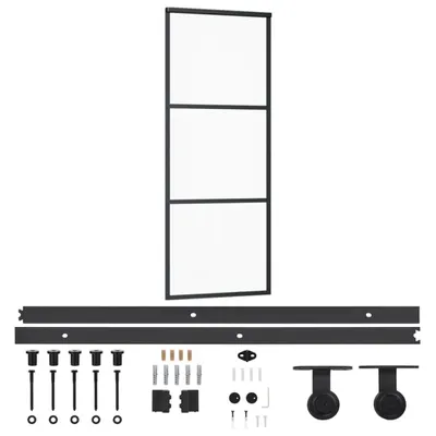 Immagine prodotto di vidaXL Porta scorrevole con ferramenta in vetro ESG e alluminio 76x205 cm