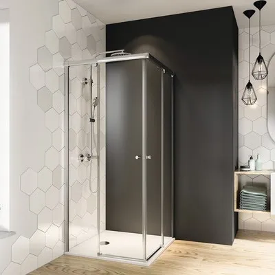 Produktbild von Eckeinstieg Schiebetür Breuer Fara 6 90x90 cm Klarglas Profilfarbe chrom