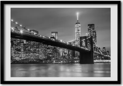 Produktbild von Bild - Bilder - Bilderrahmen - 70 cm x 50 cm - MDF-Rahmen, Wandkunst New York bei Nacht