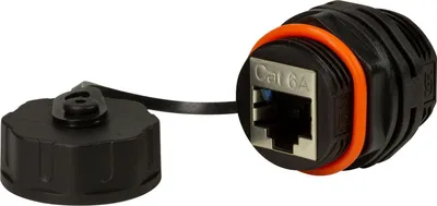 Produktbild von LogiLink NP0083, RJ-45, Schwarz, Orange, Weiblich/Weiblich, Gerade, Cat6a, S/UTP (STP)